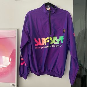 Surf style quarter zip purple wind breaker